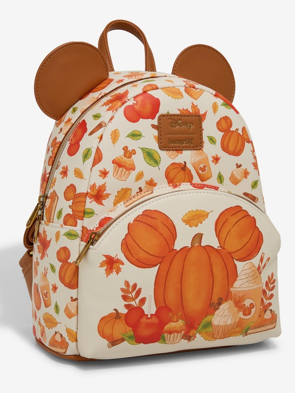 Loungefly Kids Mini Backpack in Cream & Orange Pumpkin Print - Picture 3 of 5
